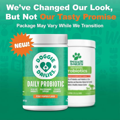 Doggie Dailies Probiotics for Dogs - Advanced Dog Probiotics with Prebiotics - Promotes Digestive Health - Supports Immune System and Overall Health (Pumpkin) 225 Soft Chews