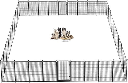 Jhsomdr Dog Playpen Outdoor, 40 inch 48 Panels Dog Fence with Extra Wide Gate No-Tripped Pet Playpen Rustproof Dog Pen Indoor Puppy Playpen for Temporary Containment Portable Pet Fence for RV Camping