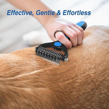 4 in 1 Skin Friendly Grooming kit including Dematting Rakes,Self Cleaning Slicker Brush,Deshedding Brush,Flea Comb for Haired cat Dog and Small Animals.
