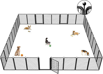 Dog Playpens with Low Threshold Gate, 40 Inch 32 Panels Heavy Duty Outdoor Dog Play Pen, RV Camping Yard Indoor Puppy Playpen Portable Pet Pen Fence for Large/Medium/Small Dogs