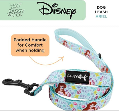 Sassy Woof Disney Princess Little Mermaid Ariel Dog Leash 60-Inch with Neoprene Padded Handle - Comfortable, Durable, and Stylish for Small to Large Dogs - Officially Licensed