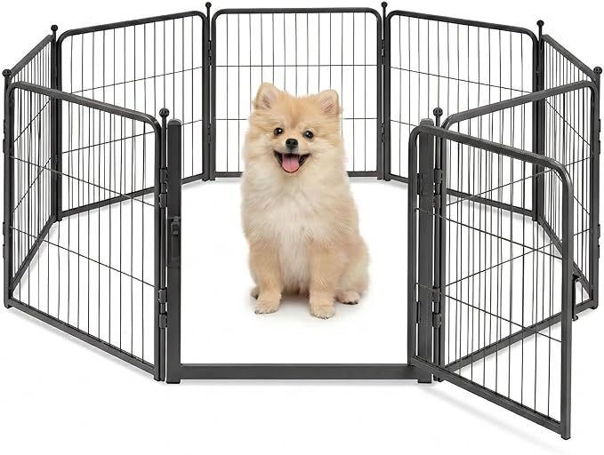 FreePet Dog Playpen for Indoor, Yard, RV Camping, 24 inch 8 Panels for Small and Puppy Dogs, Black│Patented (Black, 24 inch, 8 Panels)