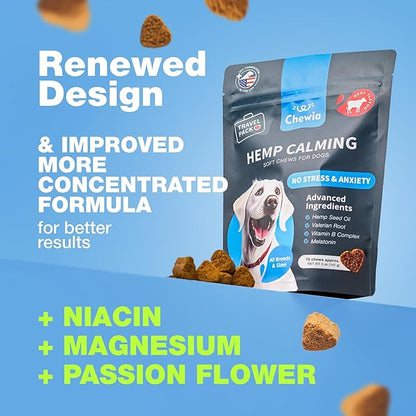 Calming Chews for Dogs Anxiety Relief - Soft Chews for Dogs - Melatonin, Chamomile Extract, Valerian Root - Travel Pack - Vet Visits, Grooming, Nail Trimming, Storms