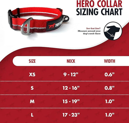 Tuff Pupper Heavy Duty Dog Collar | Tough Dogs Collar | Reflective Collars with Aluminum D-Ring Leash Clip | Separate ID Tag Attachment Keeps Engraved Dog Tags Quiet | Easy Sizing for All Breeds