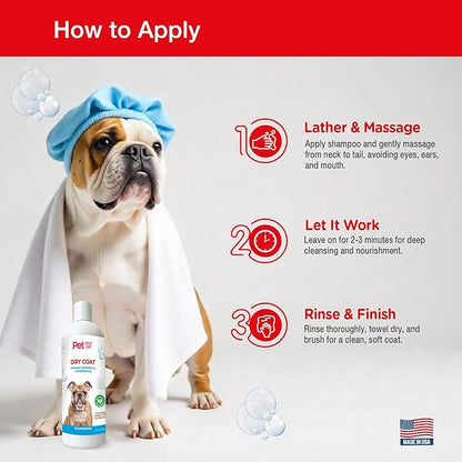 Natural Dog Shampoo for Dry Coats – Intense Hydration & Conditioning with Aloe, Coconut & Jojoba Oil – Moisturizing & Deodorizing Grooming Wash for Sensitive Skin- 16 oz