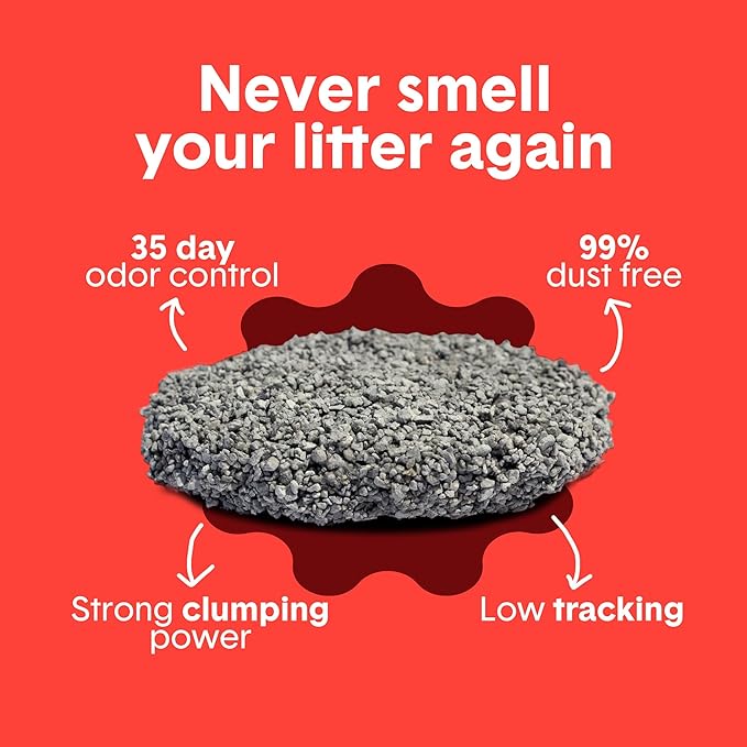 Boxie Extra Strength 35 Day Odor Control Clumping Clay Cat & Kitty Litter 40lb, 99.9% Dust-Free, Probiotic Formula, Long-Lasting, Veterinarian Approved, Easy Scooping for Multi-Cat Homes