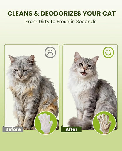 36PCS Hypoallergenic Pet Glove Wipes for Dogs & Cats - Quick Clean & Deodorizing Between Baths & Travel | Dog Washing Wipes for Fur, Butt, Paws, Eyes & Ears |Cat Cleaning Gloves for Grooming & Bathing