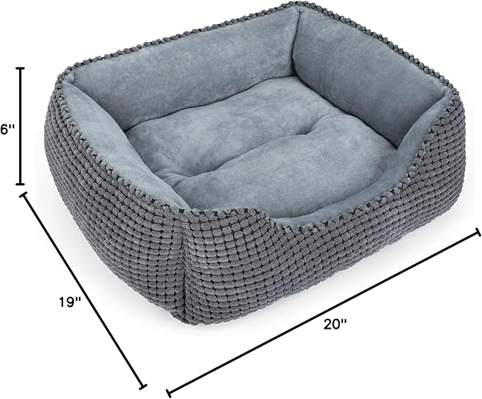 MIXJOY Dog Bed for Large Medium Small Dogs, Rectangle Washable Sleeping Puppy Bed, Orthopedic Pet Sofa Bed, Soft Calming Cat Beds for Indoor Cats, Anti-Slip Bottom with Multiple Size (30-Large, Grey)