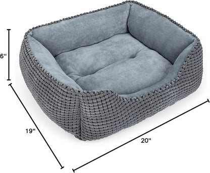 MIXJOY Dog Bed for Large Medium Small Dogs, Rectangle Washable Sleeping Puppy Bed, Orthopedic Pet Sofa Bed, Soft Calming Cat Beds for Indoor Cats, Anti-Slip Bottom with Multiple Size (30-Large, Grey)
