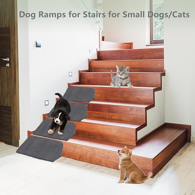 MALOROY Dog Stairs for High Beds 30-36 inches Tall, 7-Step Pet Stairs/Steps for Small Large Dogs, 30D Foam Pet Steps/Ramp/Ladder for High Bedsides, with 4pcs Dog Ramp for Stairs, Dark Grey