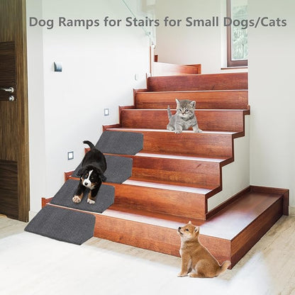 MALOROY Dog Stairs for High Beds 30-36 inches Tall, 7-Step Pet Stairs/Steps for Small Large Dogs, 30D Foam Pet Steps/Ramp/Ladder for High Bedsides, with 4pcs Dog Ramp for Stairs, Dark Grey