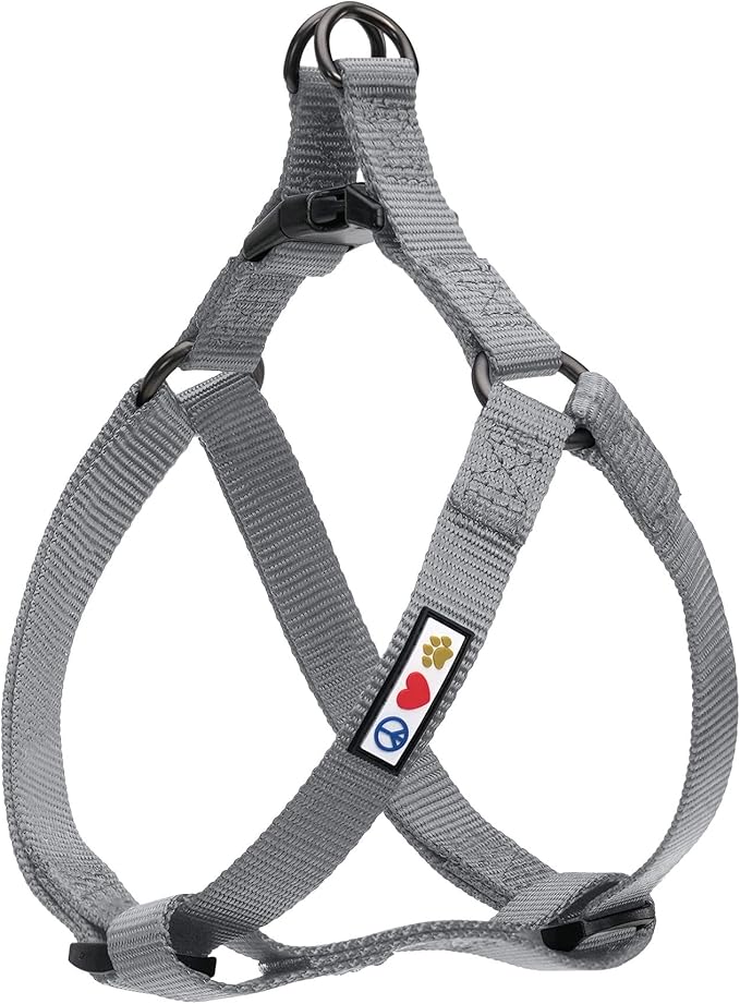 Pawtitas Solid Step-in Dog Harness – Adjustable No-Pull Vest for Puppies to Seniors, Safe & Comfortable XS Grey