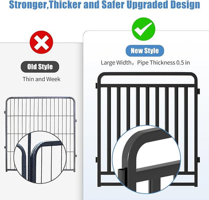 New Thickened Version Dog Playpen, 32 Inch Dog Fences for The Yard, Portable Outdoor Dog Playpen for Large/Medium/Small Dogs, Foldable Metal Dog playpen, with Doors (16 Panels, 32 Inch)