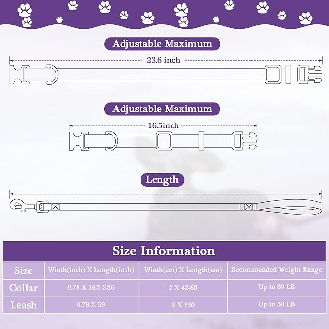 Weewooday 8 Pieces Dog Collar and Leash Set Nylon Adjustable Dog Collars and Leash Personalized Puppy Supplies for Small Medium Large Pet Walking Training, 4 Colors