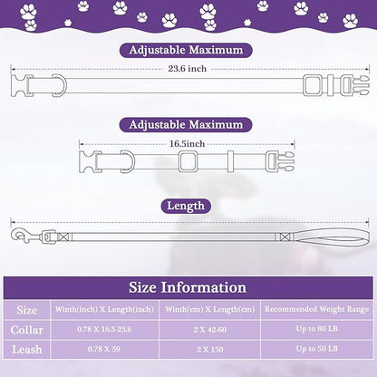 Weewooday 8 Pieces Dog Collar and Leash Set Nylon Adjustable Dog Collars and Leash Personalized Puppy Supplies for Small Medium Large Pet Walking Training, 4 Colors