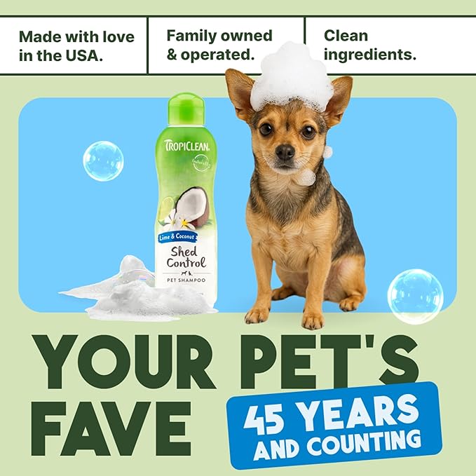 TropiClean Deshedding Cat & Dog Conditioner, Puppy & Kitten Safe, Reduces & Softens Coat, Lime & Coconut Scent, Made in the USA, 1 gallon