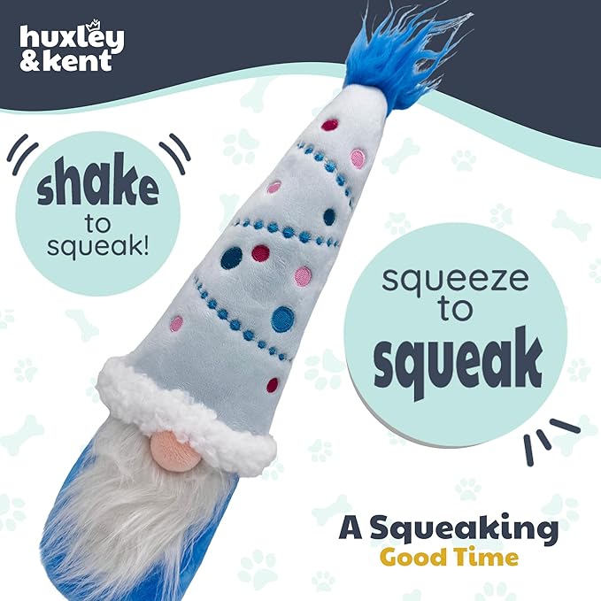 Huxley & Kent Funny Dog Toy w/Squeaker – Holiday Power Plush Squeaky Dog Toys for Small, Medium & Large Dogs – Soft Stuffed Animal for Indoor Play & Fetch - Fetchies® Winter Wonder Gnome, One Size