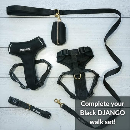 DJANGO Adventure Dog Leash – Strong, Comfortable, and Stylish Dog Leash with Solid Brass Hardware and Padded Handle - Designed for Outdoor Adventures and Everyday Use (Black)
