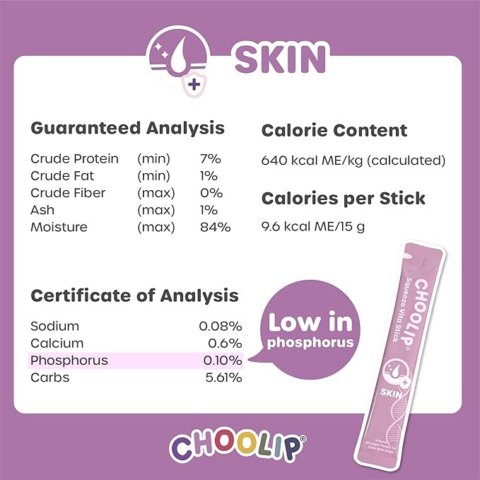 Choolip Squeeze Vita Stick Lickable Cat and Dog Treats, 49-Count Skin and Coat Variety Pack, Salmon and Pollack with Omega-3, Biotin and Vitamin E