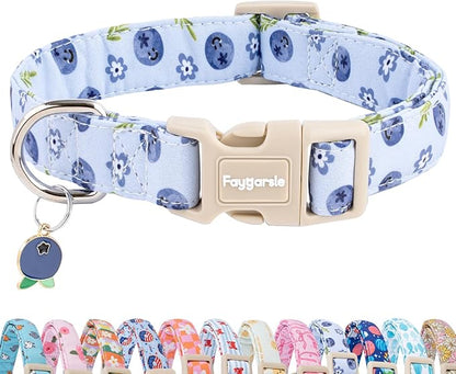 Faygarsle Blueberry Pattern Dog Collar for for Summer Small Medium Large Dogs Light Blue S