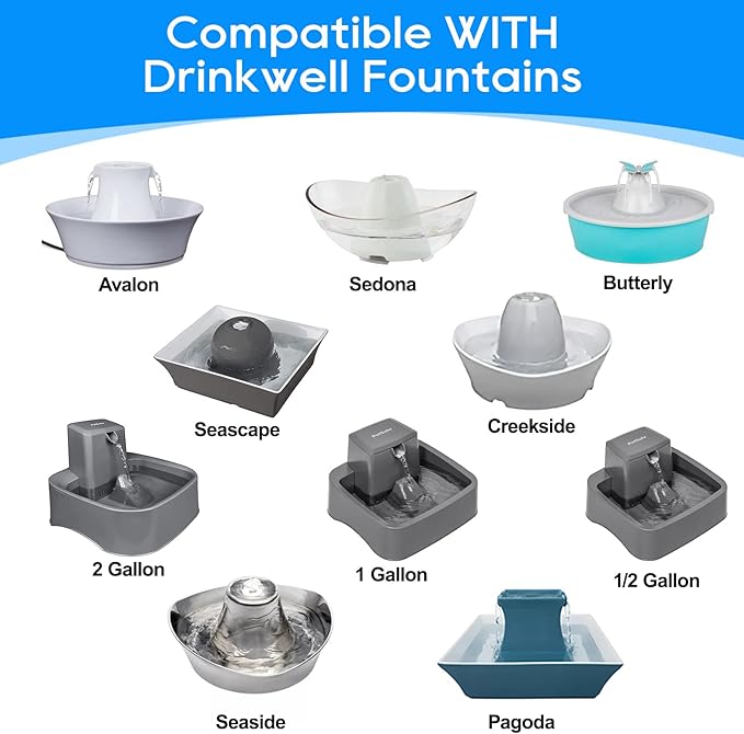 MyfatBOSS 12+12 Pack Cat Water Fountain Filter, Pre-Sponge & Replacement Carbon Filters Compatible with Petsafe for Drinkwell Fountain Avalon Pagoda Seascape Pet Fountains