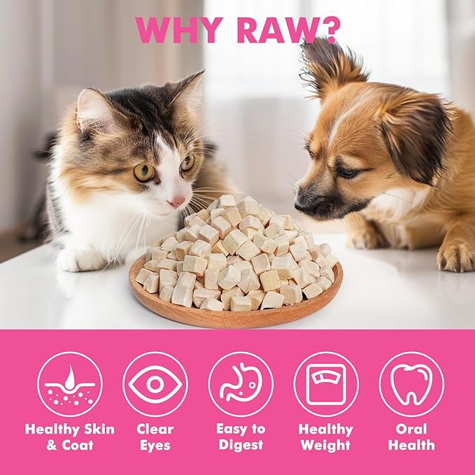 Puddonio Freeze Dried Cats & Dogs Raw Treats, All Natural Single Ingredient Chicken Breast, High Protein Healthy Pet Training Treats or Food Topper, 3.5 oz