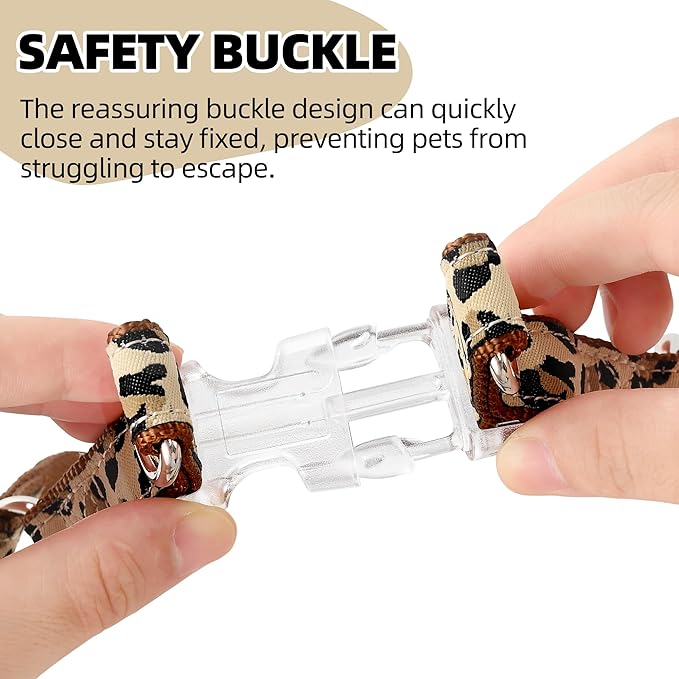 Mile High Life Leopard Dog Harness Collar Leash Set, Adjustable No Pull Dog Halter Harness for Small Breed Dogs, Easy Control for Training Walking (Brown, XS Chest 9"-15", Neck 8"-12")