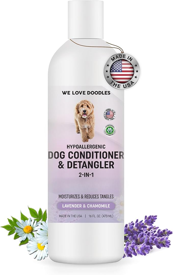 We Love Doodles Dog Conditioner & Detangler, 2-in-1 Conditioner for Allergies & Itching, Dog Lotion for Dry Itchy Skin, for Poodles, Doodles, & Goldendoodles, 16oz