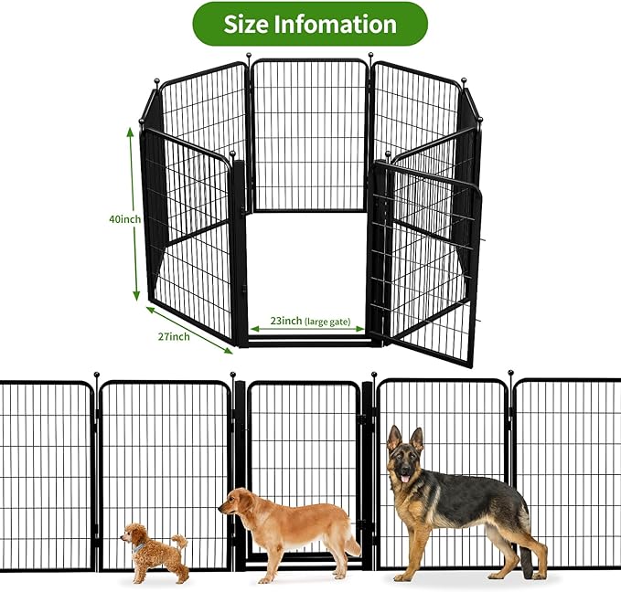 Dog Playpens with Low Threshold Gate, 40 Inch 36 Panels Heavy Duty Outdoor Dog Play Pen, RV Camping Yard Indoor Puppy Playpen Portable Pet Pen Fence for Large/Medium/Small Dogs