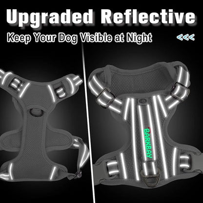 BARKBAY Dog Harness No Pull with ID Tag Pocket - Heavy Duty, Reflective, Easy Control for Large Dogs(Grey,M)