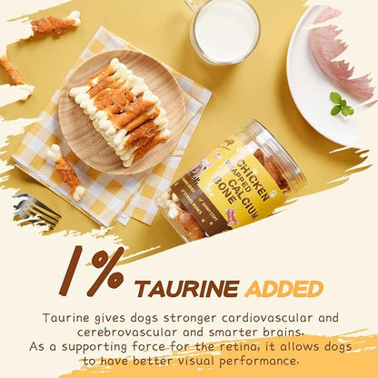 PAWUP Chicken Wrapped Puppy Chew Bones, Digestible Soft-Core Dental Chews, Real Chicken, Gentle Teething Treats for Small & Medium Dogs, 12.5 oz