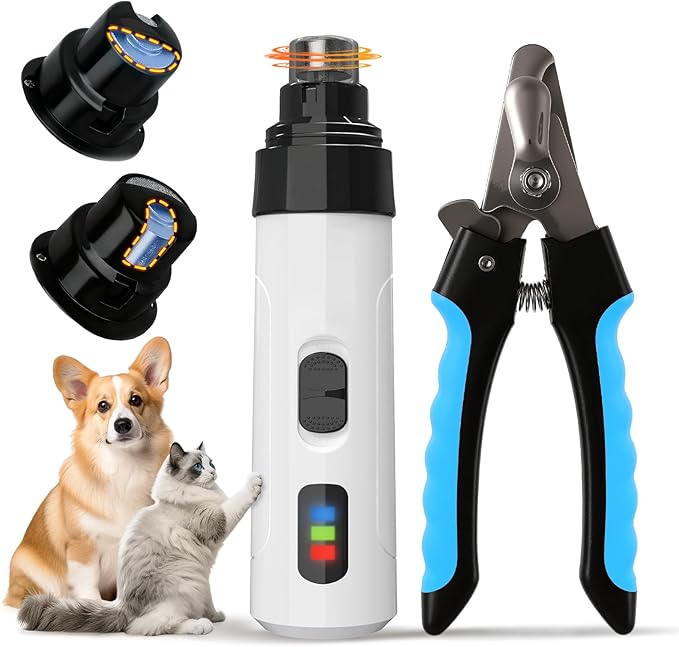 Silent Dog Nail Grinder, Whisper Quiet Claw Trimmer for Sensitive Pets, Safe & Stress-Free Nail Grooming for Dogs and Cats