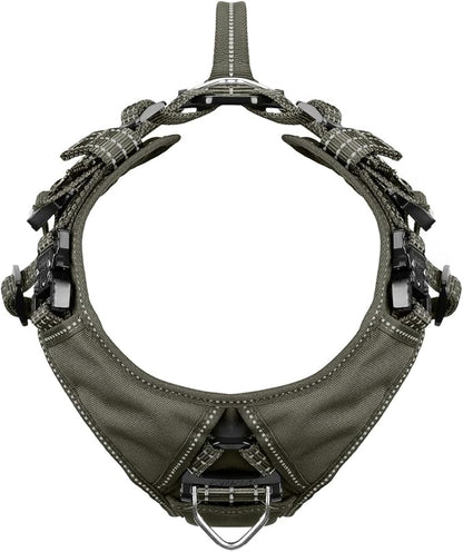 ICEFANG Dog Strap Harness with 4 x Metal Buckles,for Large Sized Dog,K9 Vest,Y-Shape Chest,Adjustable Pet Harness,No-Pull Front Leash Clip (Large (Pack of 1), Green)