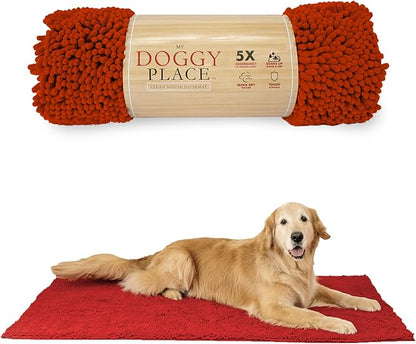 My Doggy Place Dog Mud Mat, 60" x 36" Red – Thick Microfiber Entry Rug for Snow, Mud & Salt – Absorbent, Quick-Dry, Washer-Safe & Non-Slip, X-Large