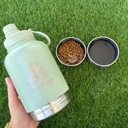 Portable Dog Water Bottle - 32 oz - Insulated with Detachable Bowls - Leak-Proof Pet Travel Bottle for Dogs (Light Green)