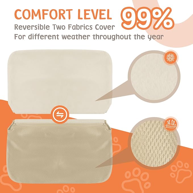 2 Pack Cat Window Perch,Cat Window Hammock Cordless Foldable Window Bed with 4 Large Strong Suction Cup,Reversible Cushion Cover,Metal Frame Easy to Adjust Window Seat Holds up to 40lbs(Beige，M