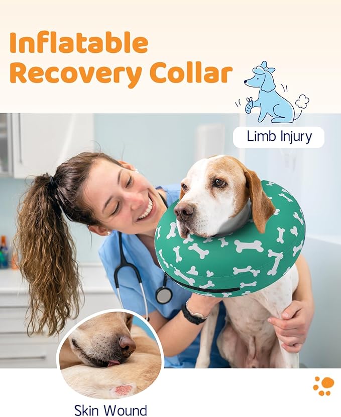 Supet Inflatable Dog Cone Alternative, Soft Neck Donut Collar for Small, Medium, Large Dogs After Surgery & Recovery