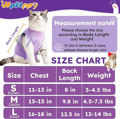Hpetppy Cat Recovery Suit, Breathable Cat Surgery Recovery Suit Female, Cat Onesie for Cats After Surgery Spay Surgical Abdominal Wound Skin Diseases Cone of Shame Alternative Purple(M)