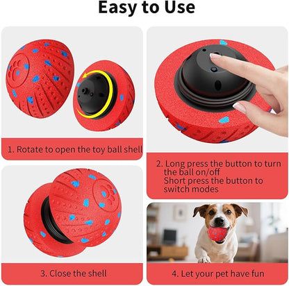 NETRCO Smart Interactive Dog Toys, Activated Moving, Bouncing, Rotating Ball for Medium/Large Dogs, 2025 E-TPU Material, Motion-Activated Dog Gift to Keep Them Busy (Orange) (Red)