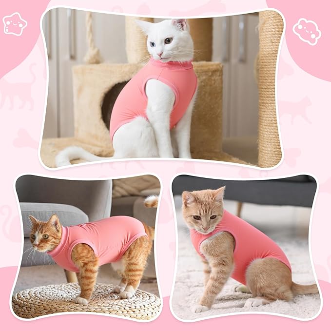 Coppthinktu Cat Recovery Suit for Abdominal Wounds or Skin Diseases, Cat Onesie for Cats After Surgery Female Kitten Recovery Suit, Breathable E-Collar Alternative After Spay Anti Licking