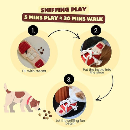 Pawfoo Lab 2 Pack No Stuffing Squeaky Dog Toys for Small, Medium and Large Dogs - Interactive Tug of War Puppy Chew Snuffle Toy, Dog Birthday for Dog Presents - Shoe