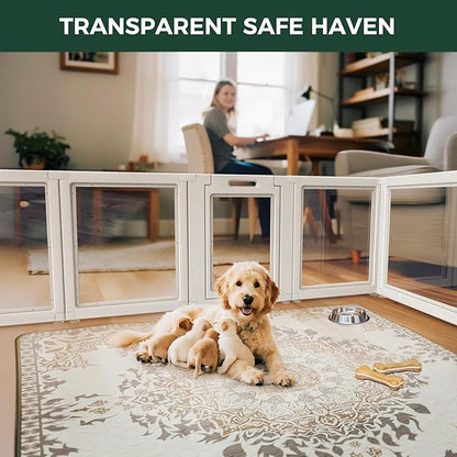 FXW AuraSpace Acrylic Indoor Dog Playpen for Puppies and Small Dogs, 24 Inch, 12 Panels, White