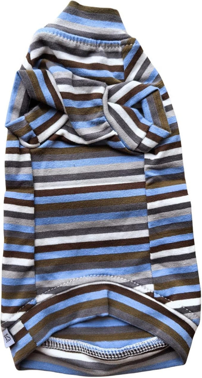 Vintage Stripes Sphynx Hairless Cats Shirt Cotton Cat Turtleneck Pet Clothes Kitten T-Shirts with Sleeves for Sphynx Cats (Storm, X-Small)