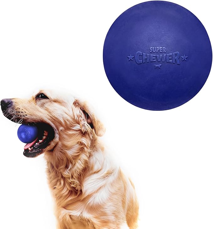 SuperChewer Tough Dog Ball Toy | Lifetime Replacement | Strong Natural Rubber | Great Dog Fetch Toy | Chew Toys for Dogs | Ultra Durable Chew Toys for Aggressive Chewers | Large Breed Tested
