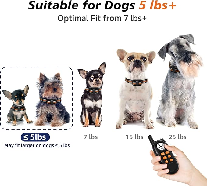 Tiniest Dog Shock Collar, Lightest Dog Training Collar with Remote for Small Dogs 5-15lbs & Medium Large Dogs/Puppies, Waterproof, Rechargeable, 1300ft Range (Orange&Ultra Tiny)