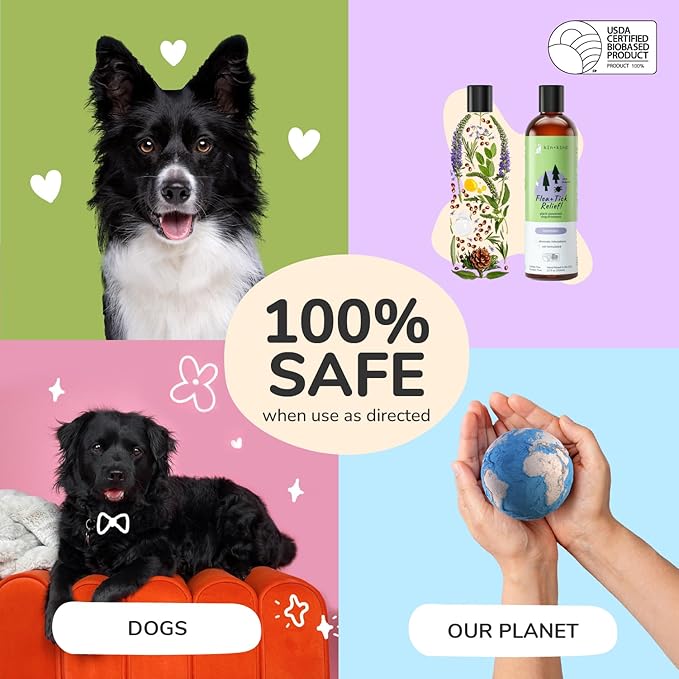 kin+kind Dog Shampoo Flea and Tick Vet Formulated - Natural Flea and Tick Prevention for Dogs - Plant Powered Shampoo w/Coconut & Olive Oil - Dog Supplies - Lavender Scent - Made in USA 12 fl oz