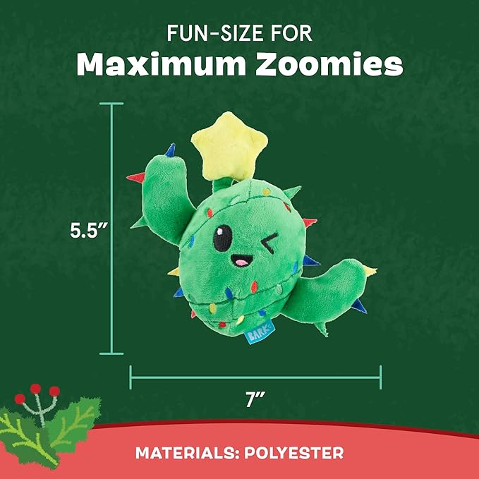 Barkbox Consuela The Christmas Cactus Dog Toy – Plush Rip & Reveal Holiday Toy with Whip-N-Flip Arms, Fluffy Stuffing & Hidden Spiky Ball Squeaker – Festive Play for Large Dogs