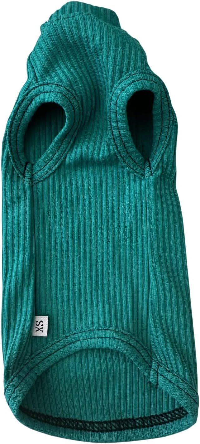 Sphynx Hairless Cats Shirt Cotton Cat Turtleneck Sweater Pullover Kitten T-Shirts with Sleeves Cat Pajamas Jumpsuit for Sphynx Cornish Rex, Devon Rex, Peterbald (X-Small, Peacock Green)