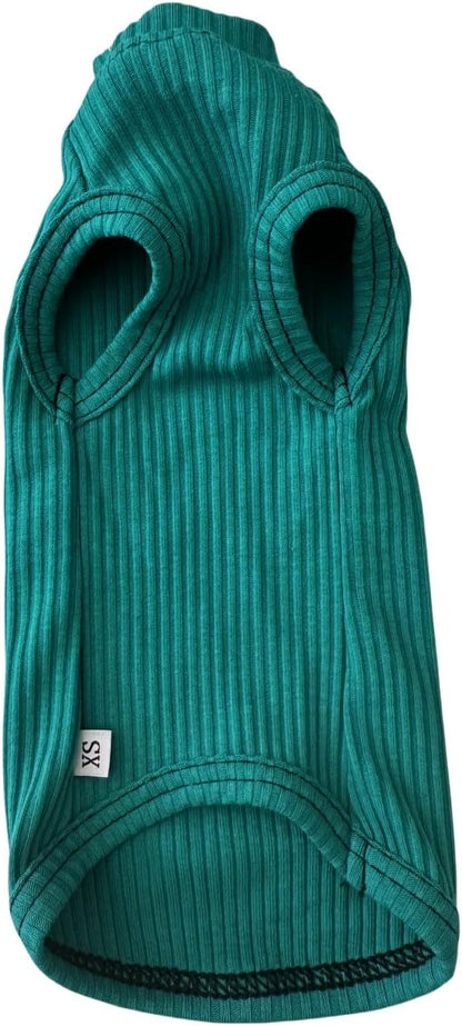 Sphynx Hairless Cats Shirt Cotton Cat Turtleneck Sweater Pullover Kitten T-Shirts with Sleeves Cat Pajamas Jumpsuit for Sphynx Cornish Rex, Devon Rex, Peterbald (X-Small, Peacock Green)