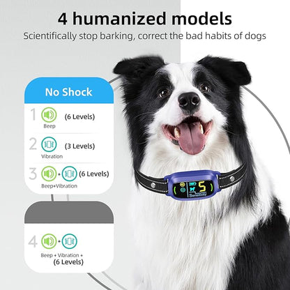 FAFAFROG Dog Bark Collar for Large Medium Small Dogs, Rechargeable Smart Bark Collar, Anti Barking Training Collar with 5 Adjustable Sensitivity Beep Vibration (Purple)